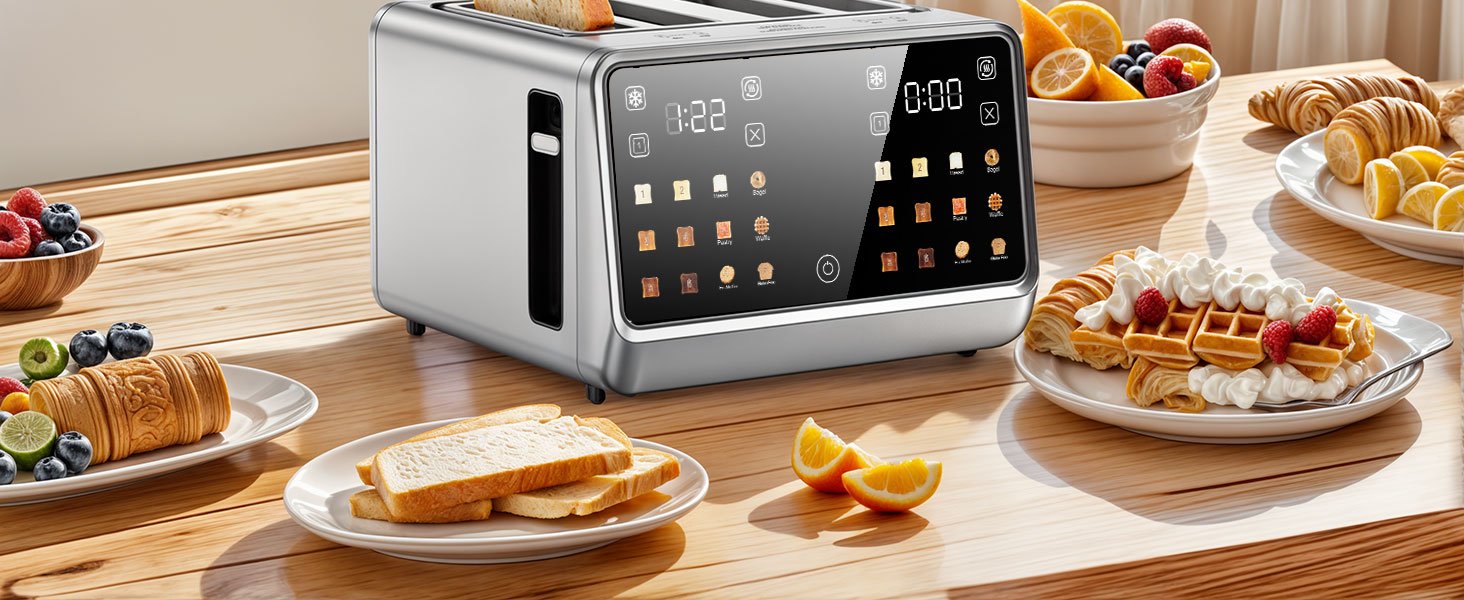 Touch Screen Toaster 4 Slice Wide Slot