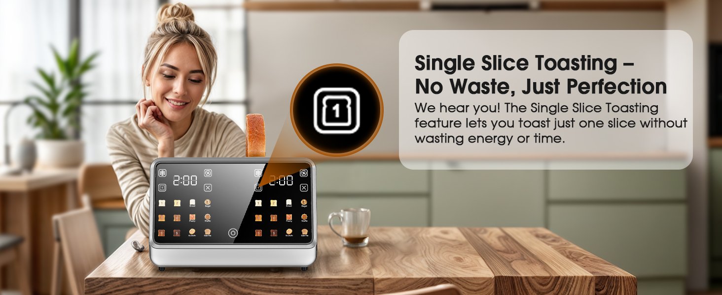 Touch Screen Toaster 4 Slice Wide Slot