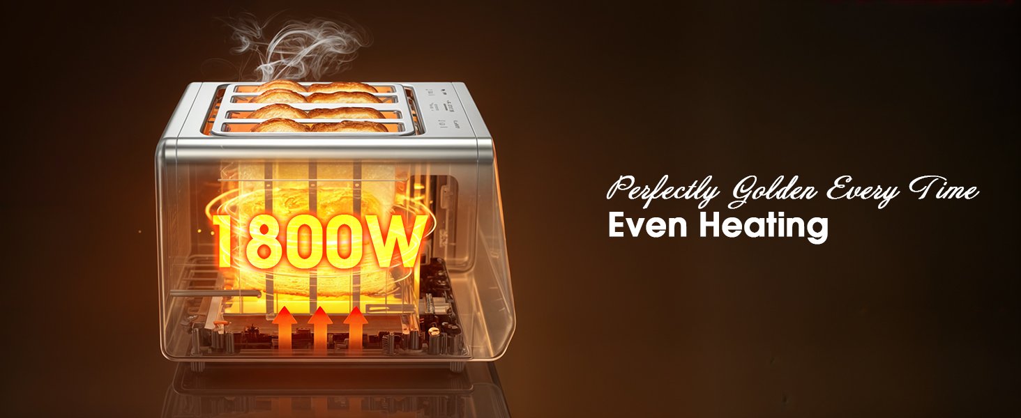 Touch Screen Toaster 4 Slice Wide Slot