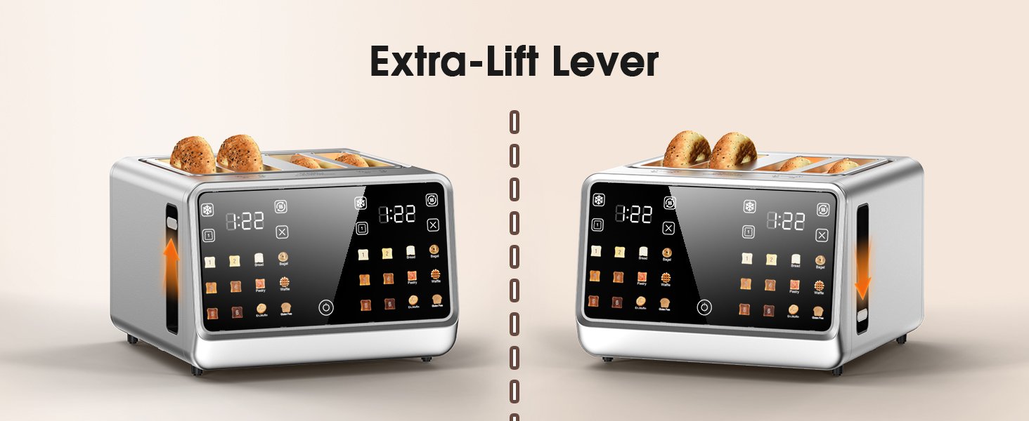 Touch Screen Toaster 4 Slice Wide Slot